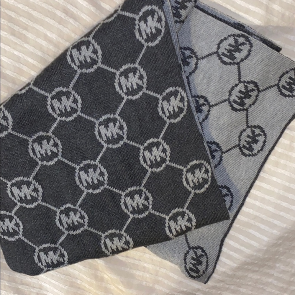 Grey and Black Logo Michael Kors Scarf
